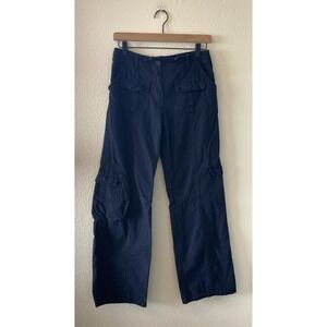 Brandy Melville Women's Cargo Pants ONE SIZE Navy Blue Pockets Adjustable Waist